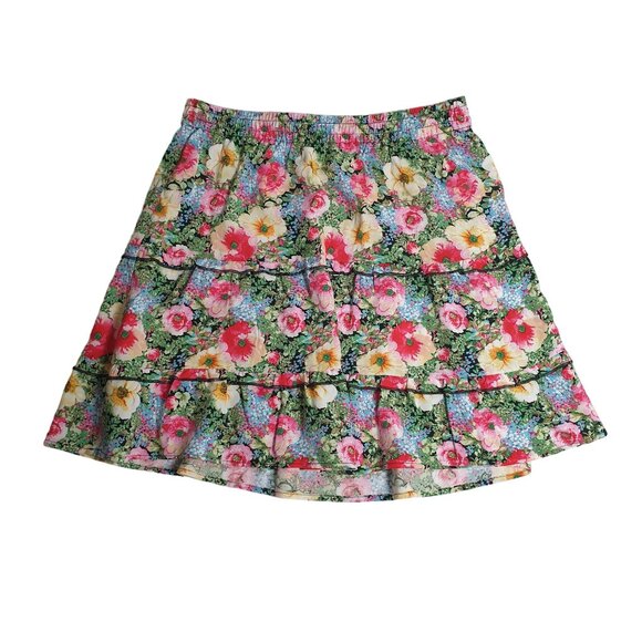 Vero Moda Floral A Line Skirt S Multicolor Flowers Viscos Stretch 26 In Elastic - Picture 1 of 5